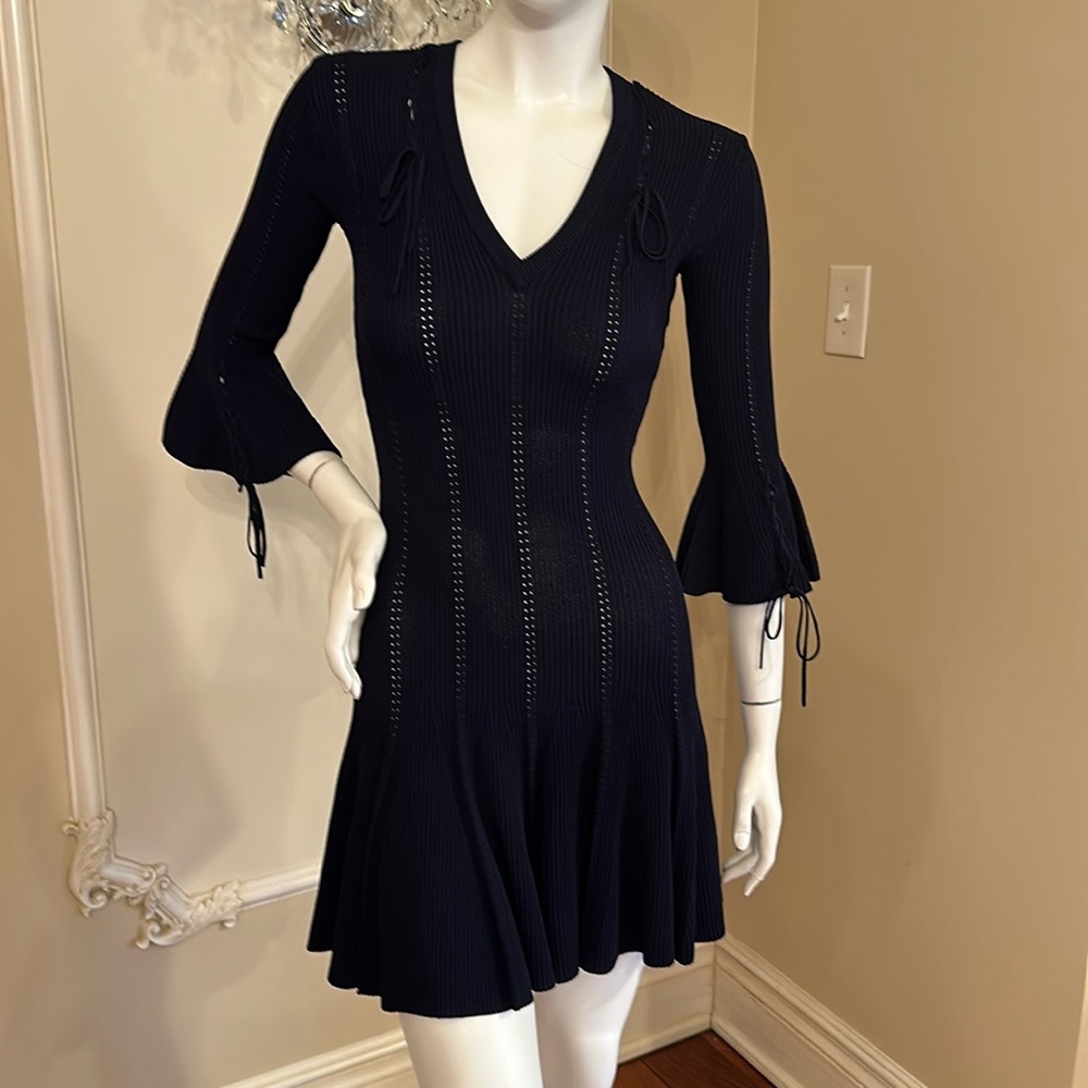 COPY - Jonathan Simkhai Neck Linked Rib-Knit Lace-Up Detail Dress Size S Retail…
